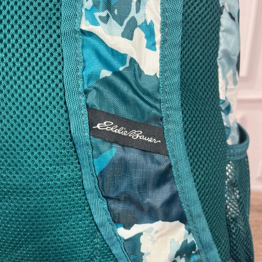 Eddie Bauer Stowaway 30L Backpack Teal Blue Camo Packable Lightweight
